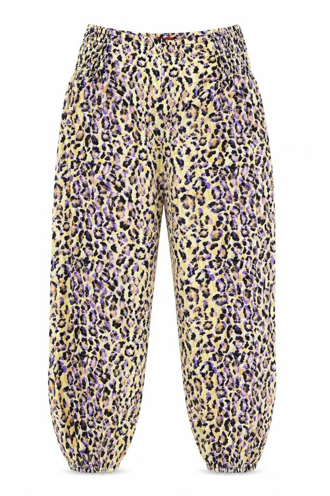 Tigerlily Womens Yellow Animal Print Polyester Bloomer Trousers Size 8 L28 in Regular - Leopard Print