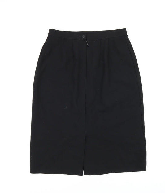 Marks and Spencer Womens Black Viscose Straight & Pencil Skirt Size 12 Zip