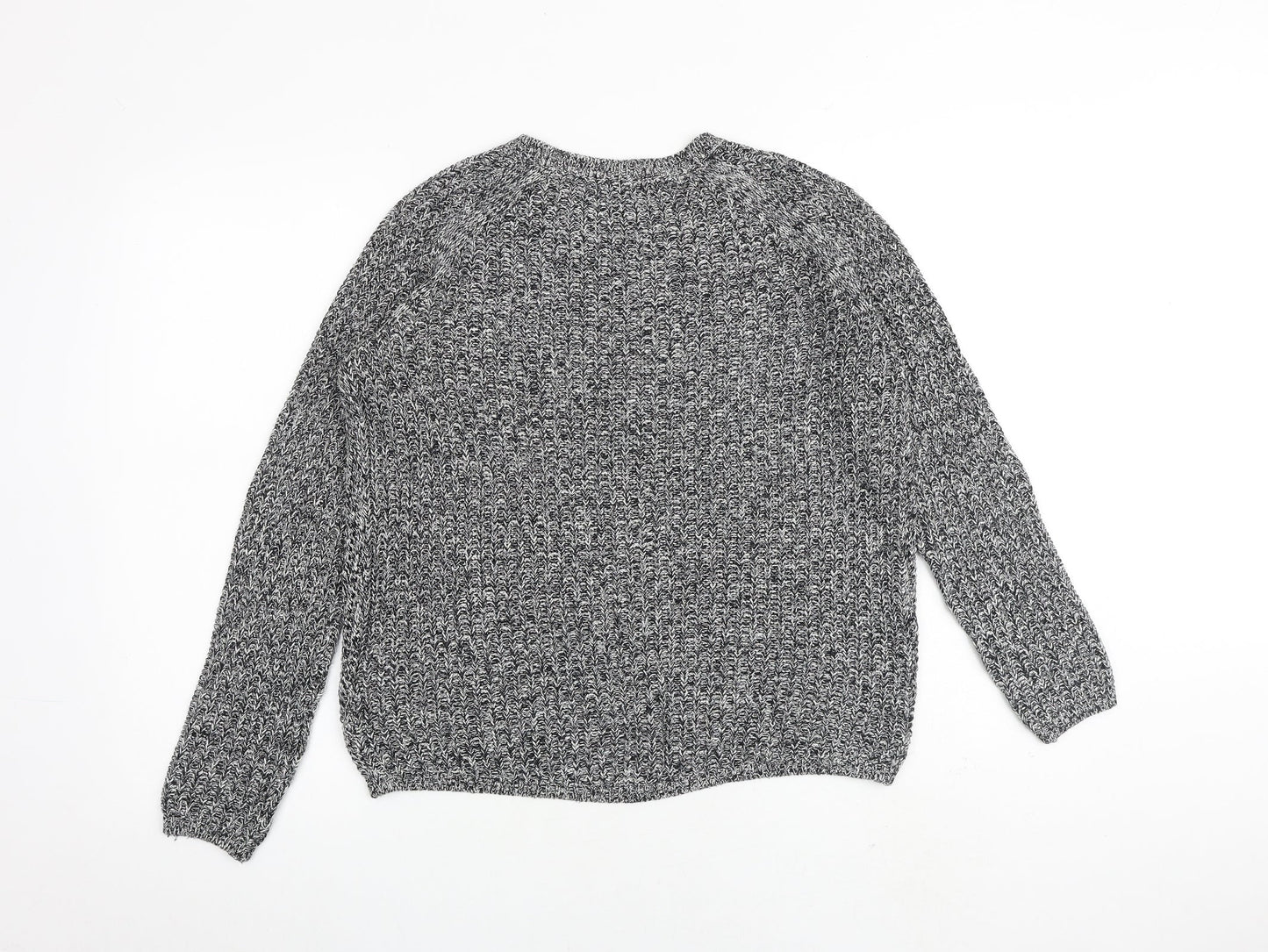 H&M Womens Black Round Neck Cotton Pullover Jumper Size S