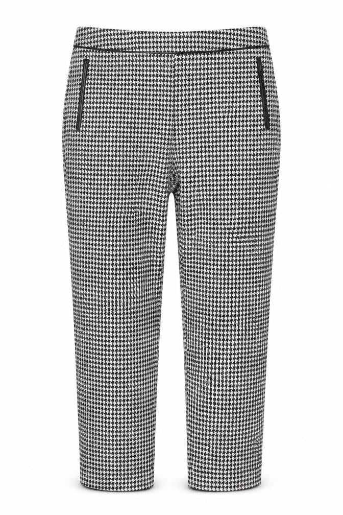 Oasis Womens Black Geometric Polyester Chino Trousers Size 16 L24 in Regular Zip