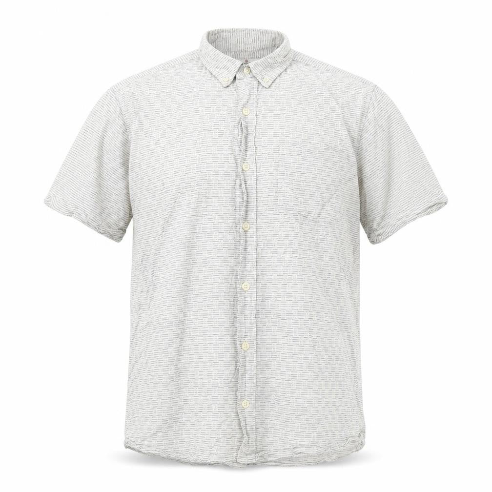 NEXT Mens White Striped Cotton Button-Up Size L Collared Button