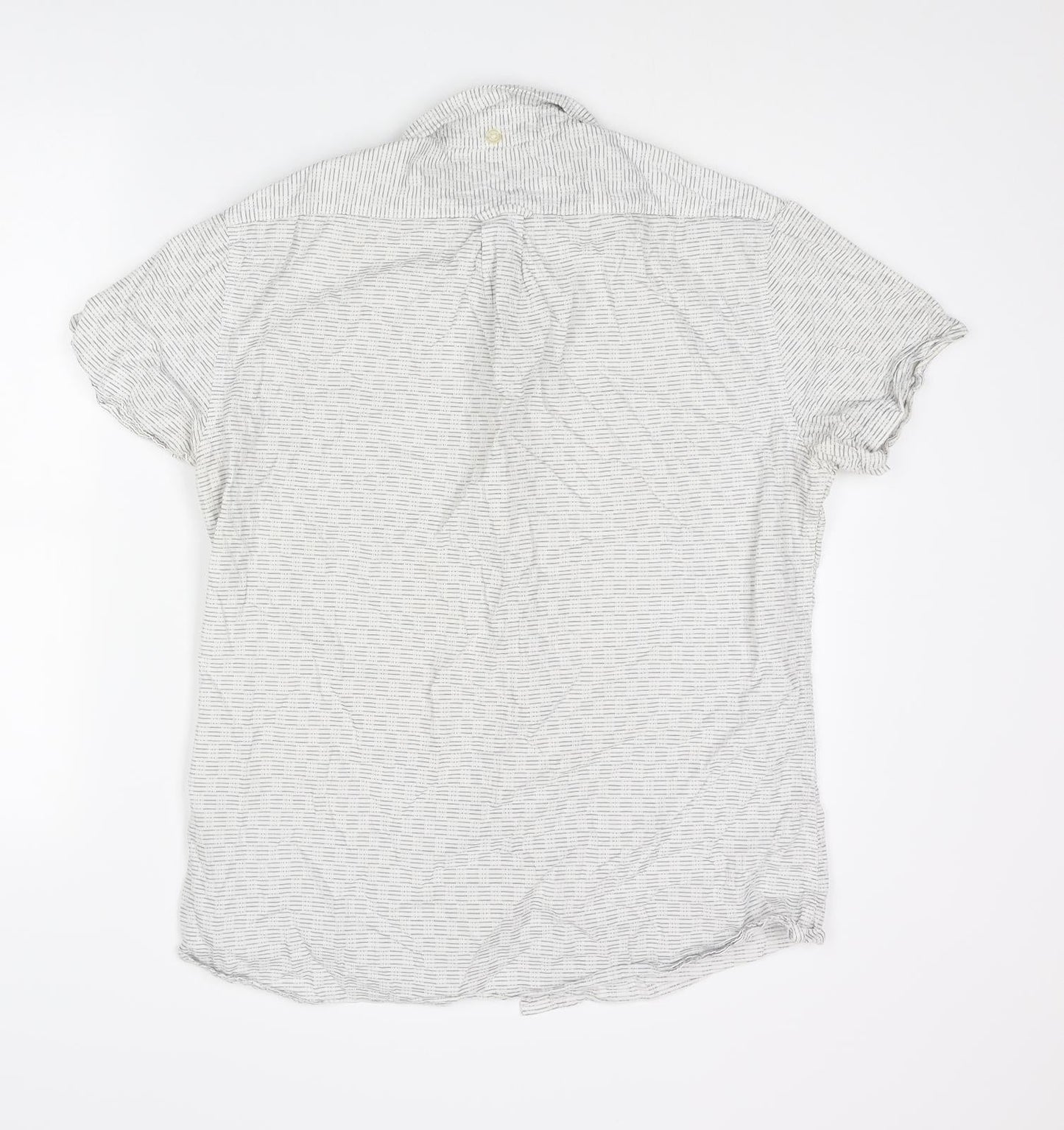 NEXT Mens White Striped Cotton Button-Up Size L Collared Button