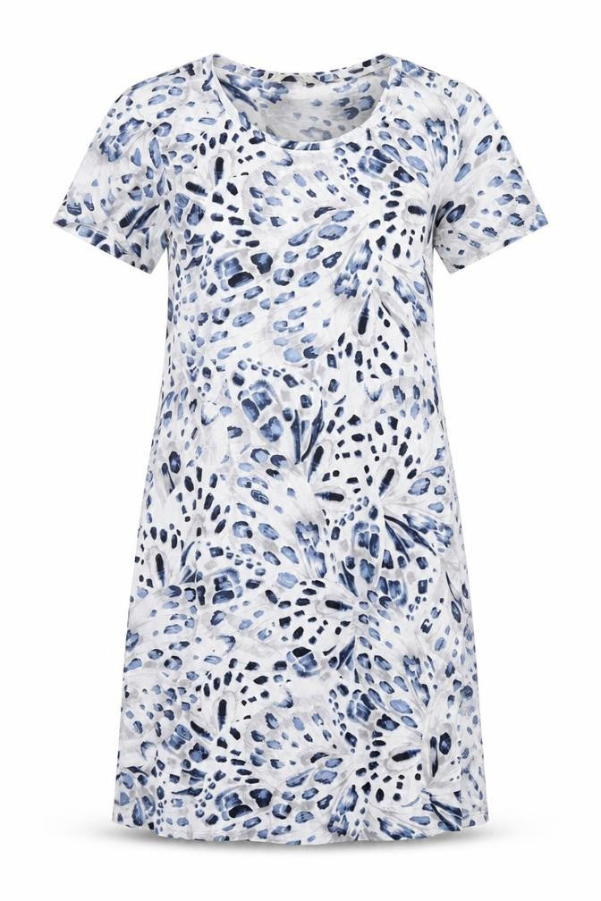 Marks and Spencer Womens Blue Geometric Cotton Top Dress Size XS