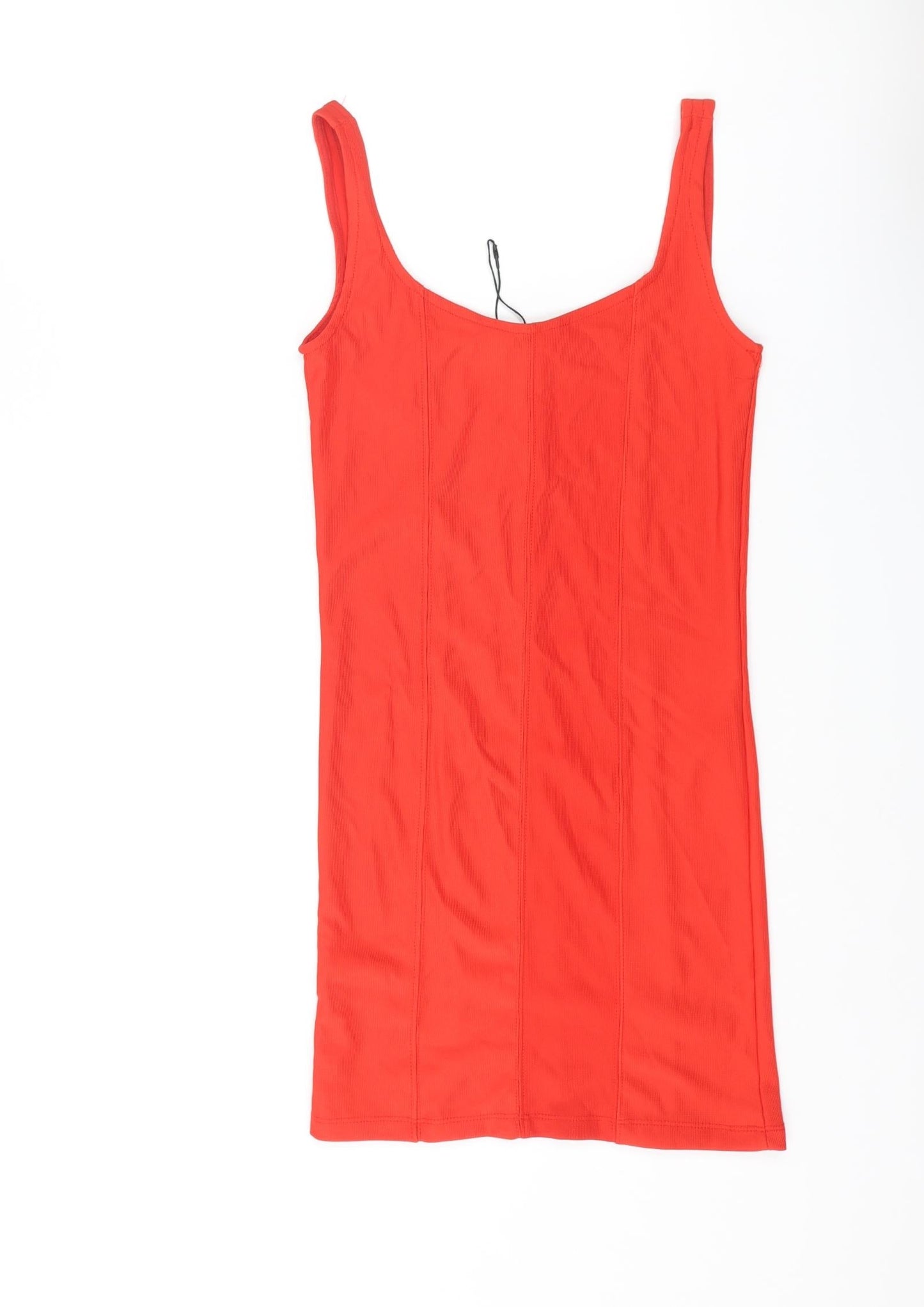 Stradivarius Womens Red Polyester Tank Dress Size S Scoop Neck Pullover