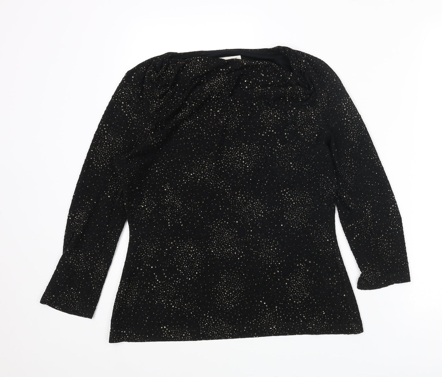 Damsel in a Dress Womens Black Acetate Basic Blouse Size 12 Cowl Neck - Glitter