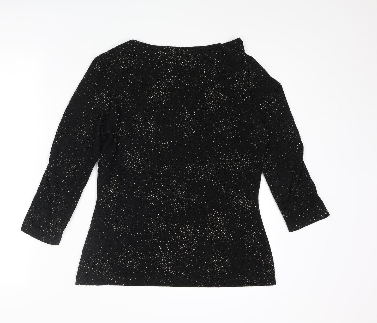Damsel in a Dress Womens Black Acetate Basic Blouse Size 12 Cowl Neck - Glitter