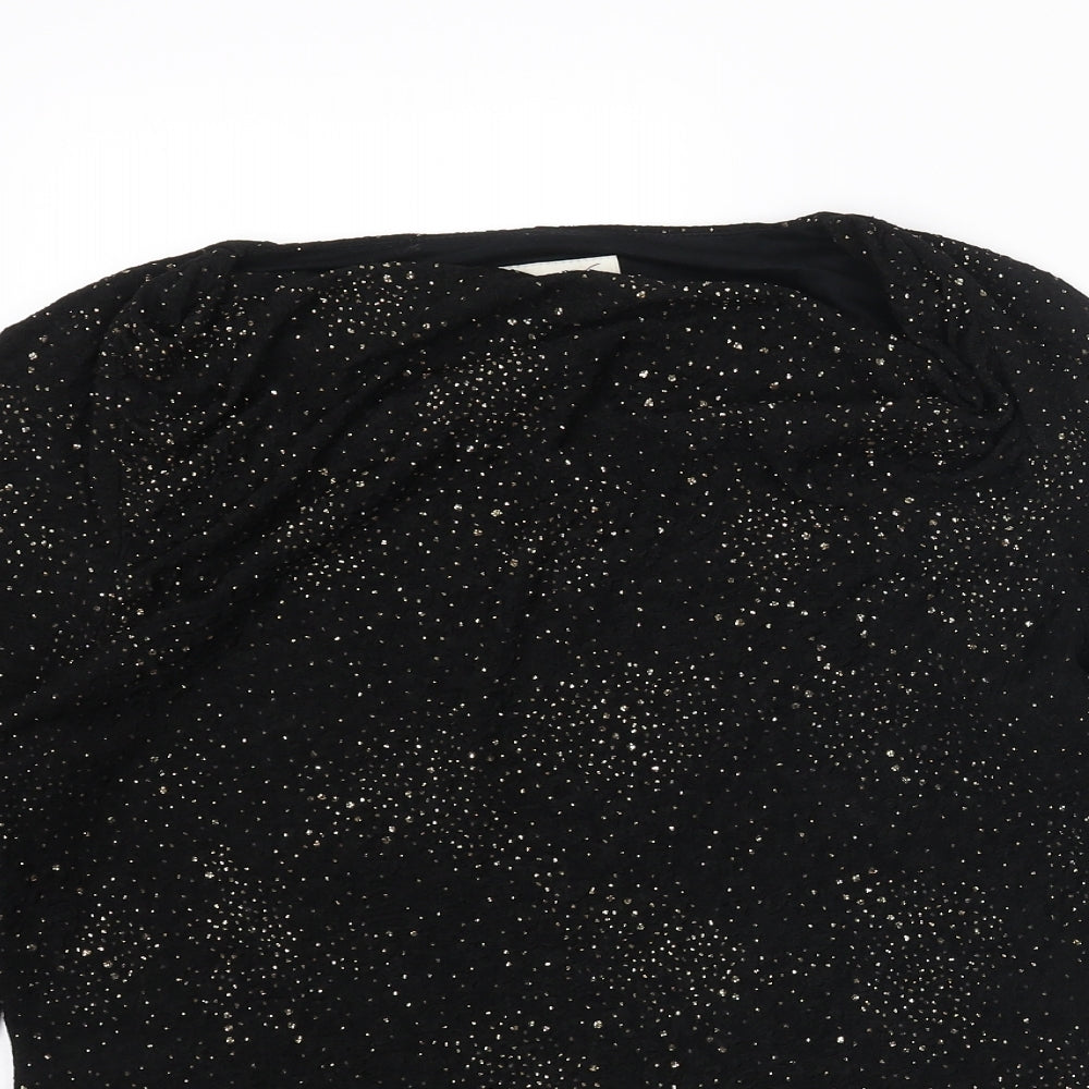 Damsel in a Dress Womens Black Acetate Basic Blouse Size 12 Cowl Neck - Glitter