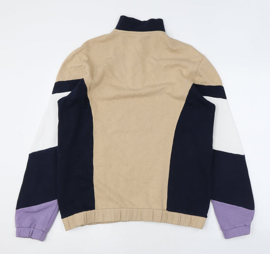 ASOS Womens Beige Colourblock Cotton Pullover Sweatshirt Size M Zip - Half Zip