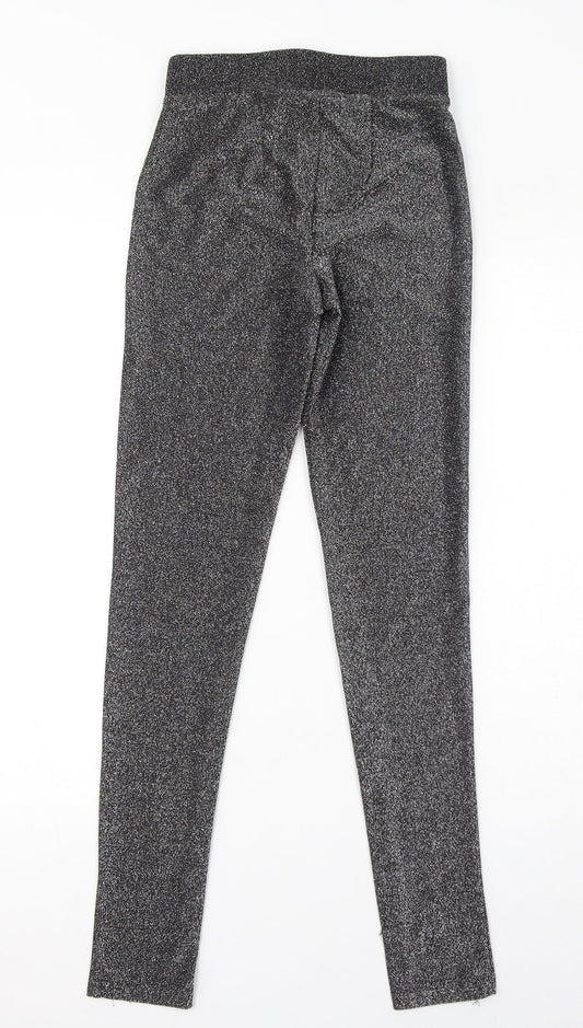Body Flirt Womens Silver Polyester Capri Leggings Size XS L29 in - Glitter Elastic Waist