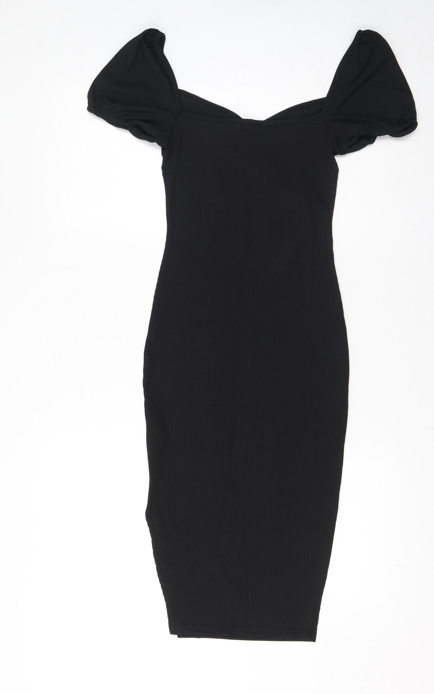 Nasty Gal Womens Black Polyester Bodycon Size 8 Sweetheart Pullover - Puff Sleeve