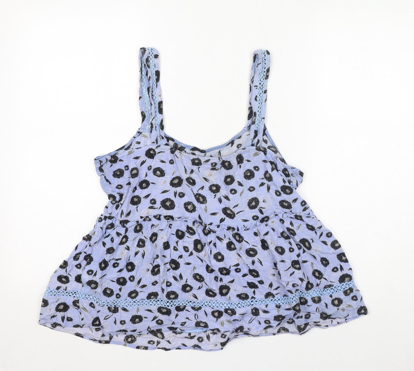 NEXT Womens Blue Floral Viscose Basic Tank Size 14 Square Neck