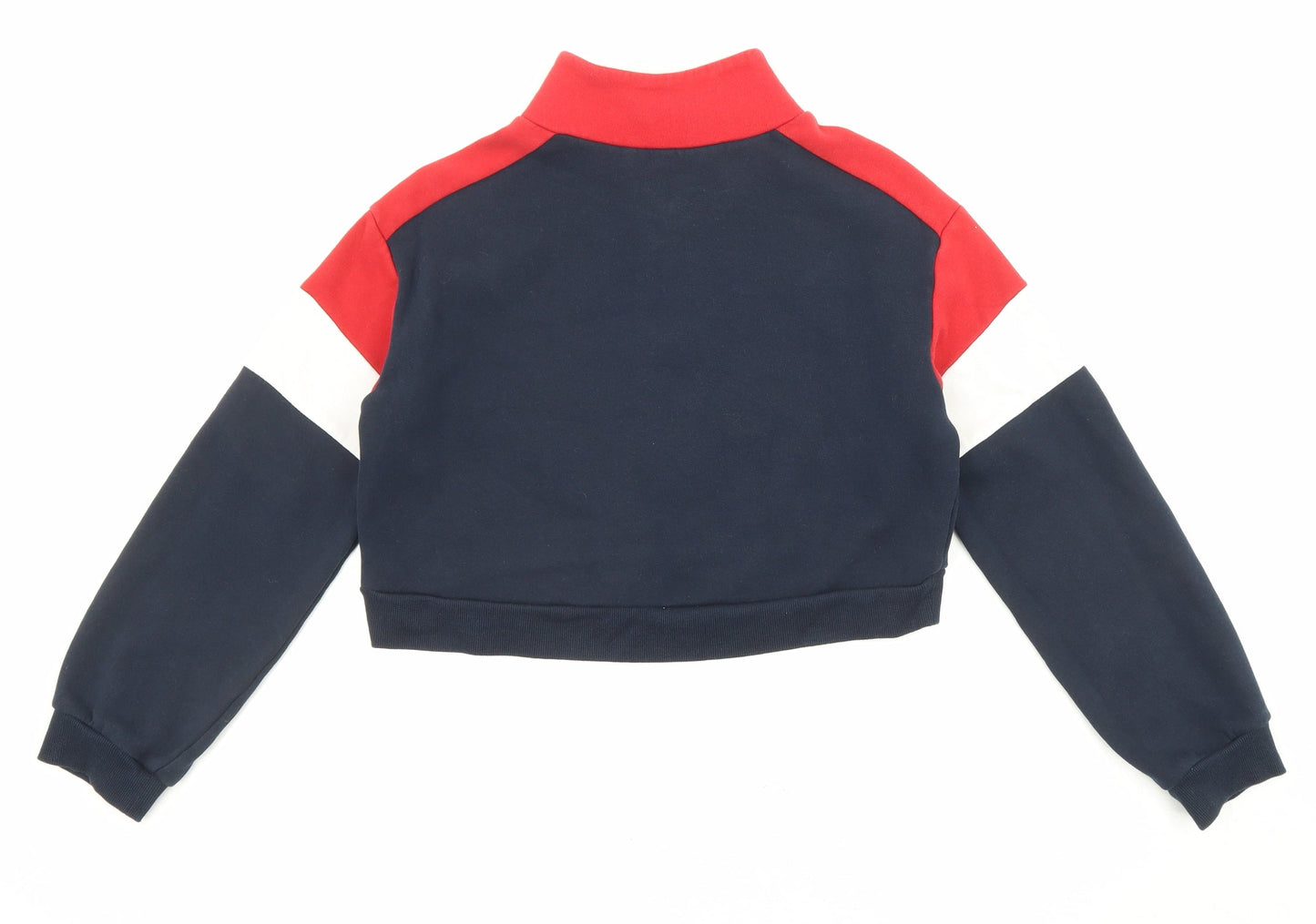 Divided by H&M Womens Blue Colourblock Cotton Pullover Sweatshirt Size XS Zip - Cropped