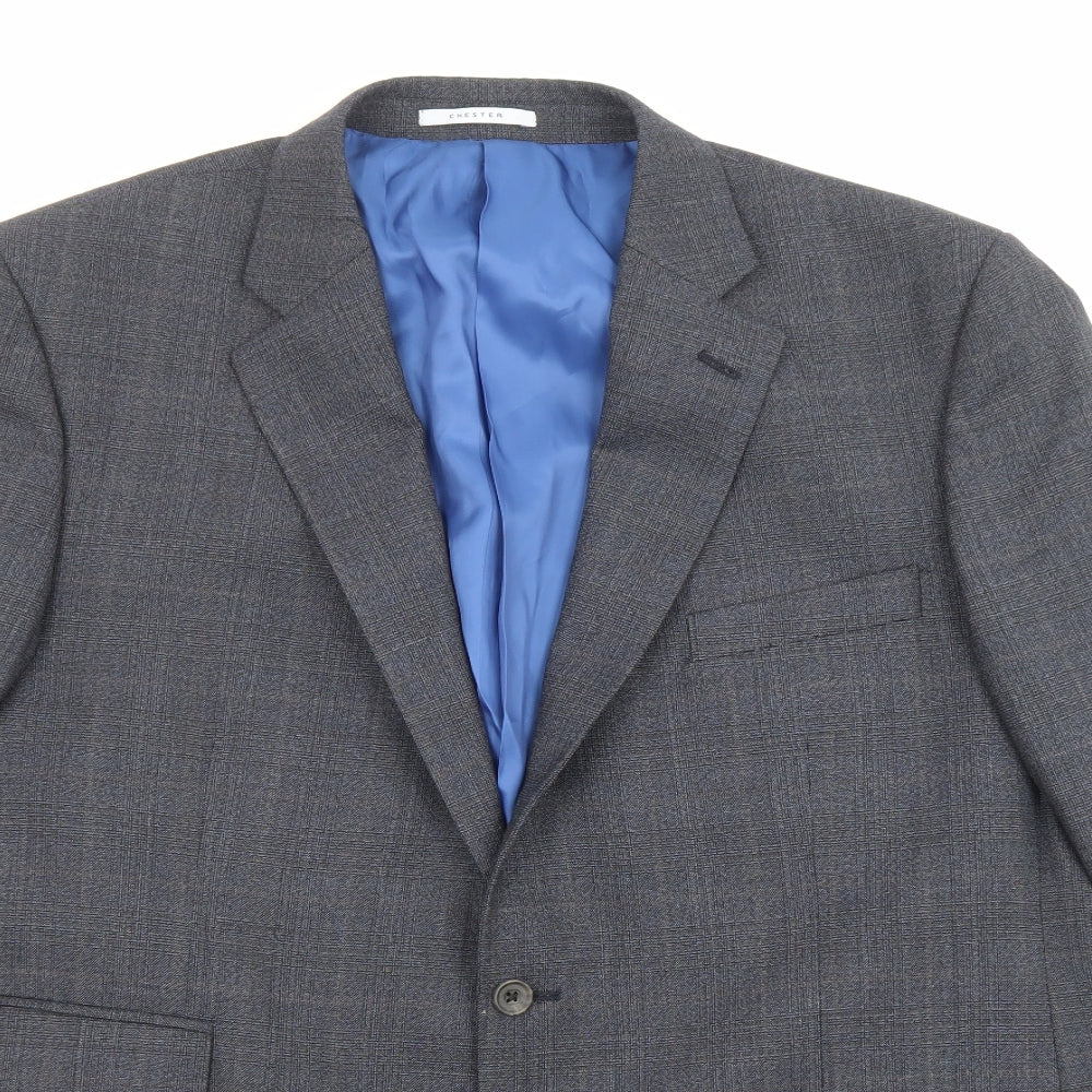 Chester Mens Blue Wool Jacket Suit Jacket Size 46 Regular