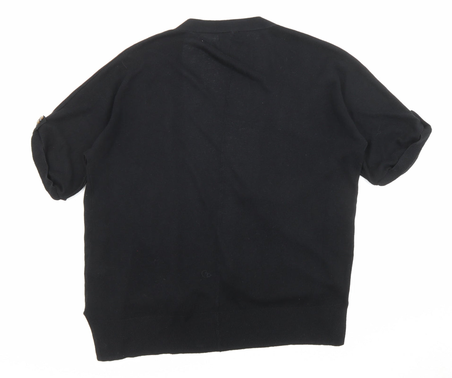 Marks and Spencer Womens Black Round Neck Viscose Cardigan Jumper Size S - Open