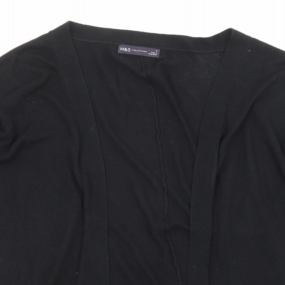 Marks and Spencer Womens Black Round Neck Viscose Cardigan Jumper Size S - Open