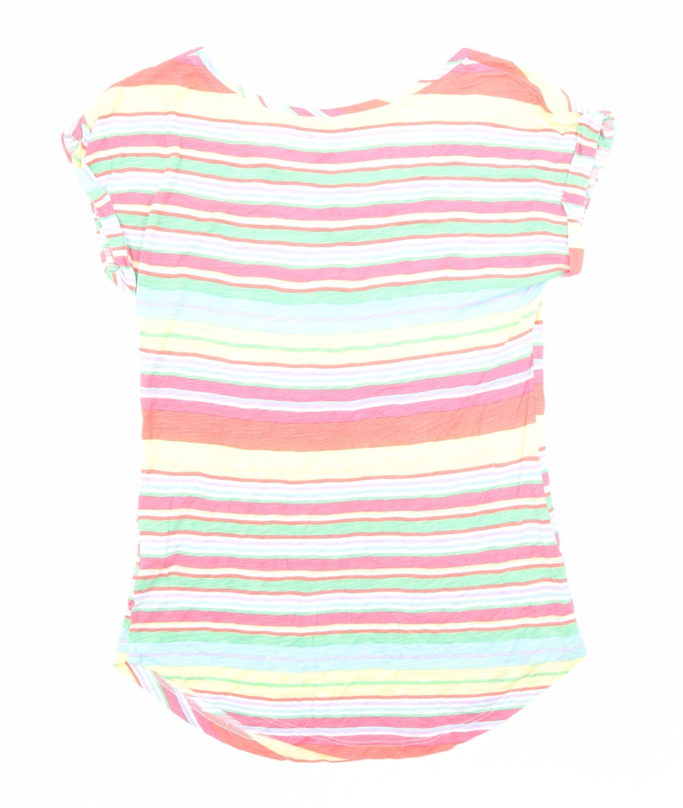 Monsoon Womens Multicoloured Striped Viscose Jersey T-Shirt Size S Boat Neck