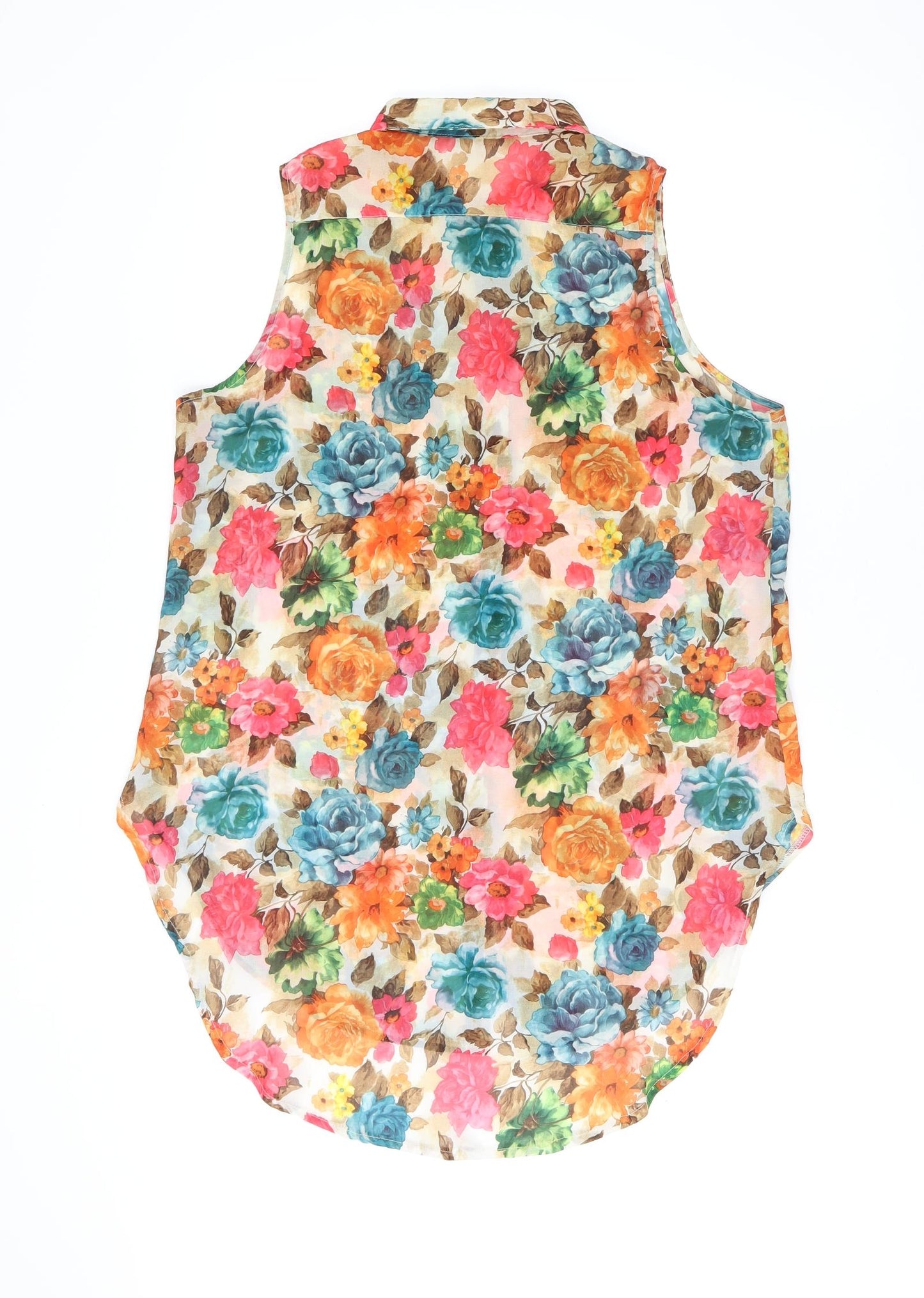 Brave Soul Womens Multicoloured Floral Polyester Basic Button-Up Size XS Collared