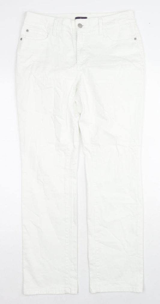 NDYJ Womens White Cotton Skinny Jeans Size 12 L30 in Regular Zip