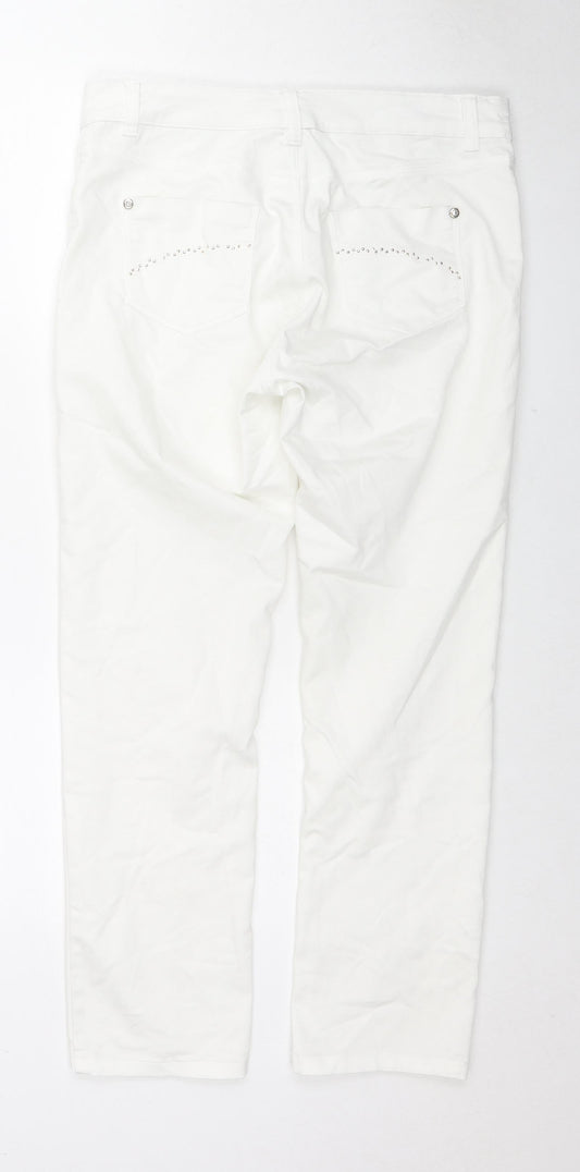 Woolworths Womens White Cotton Straight Jeans Size 36 in L27 in Regular Zip