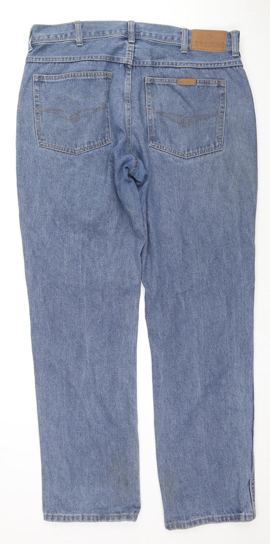Hutson Harbour Mens Blue Cotton Straight Jeans Size 38 in L33 in Regular Zip