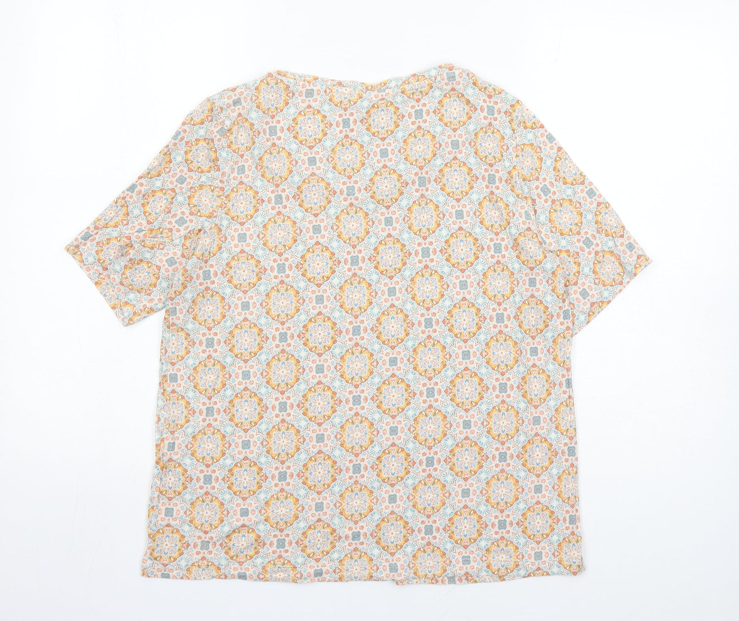 Classic Womens Multicoloured Geometric Viscose Basic T-Shirt Size 14 Round Neck