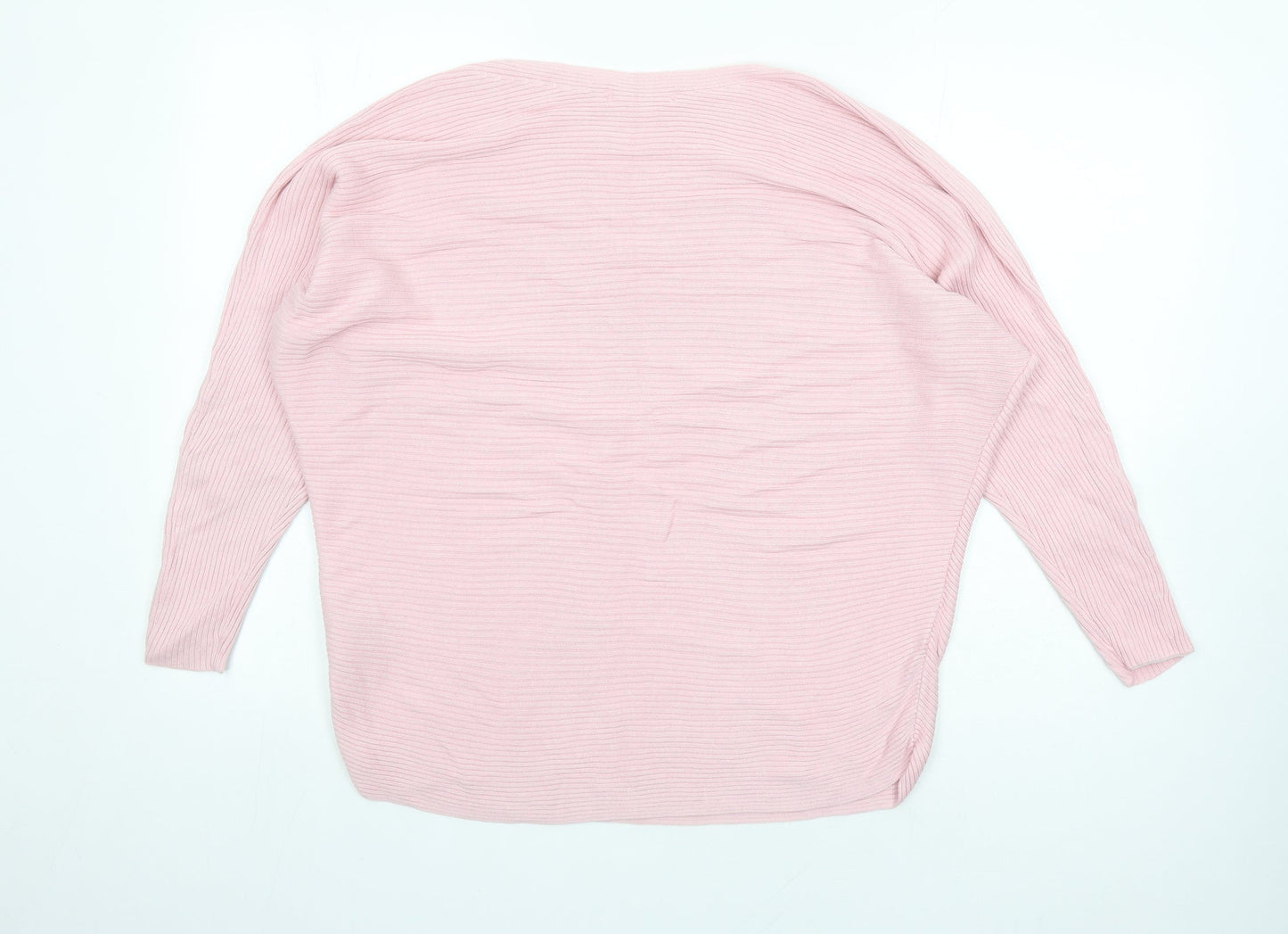 H&M Womens Pink Boat Neck Cotton Pullover Jumper Size XS - Oversized
