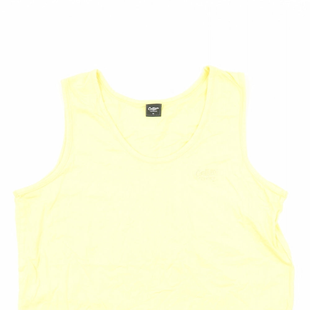 Cotton Traders Womens Yellow Cotton Basic T-Shirt Size M Scoop Neck