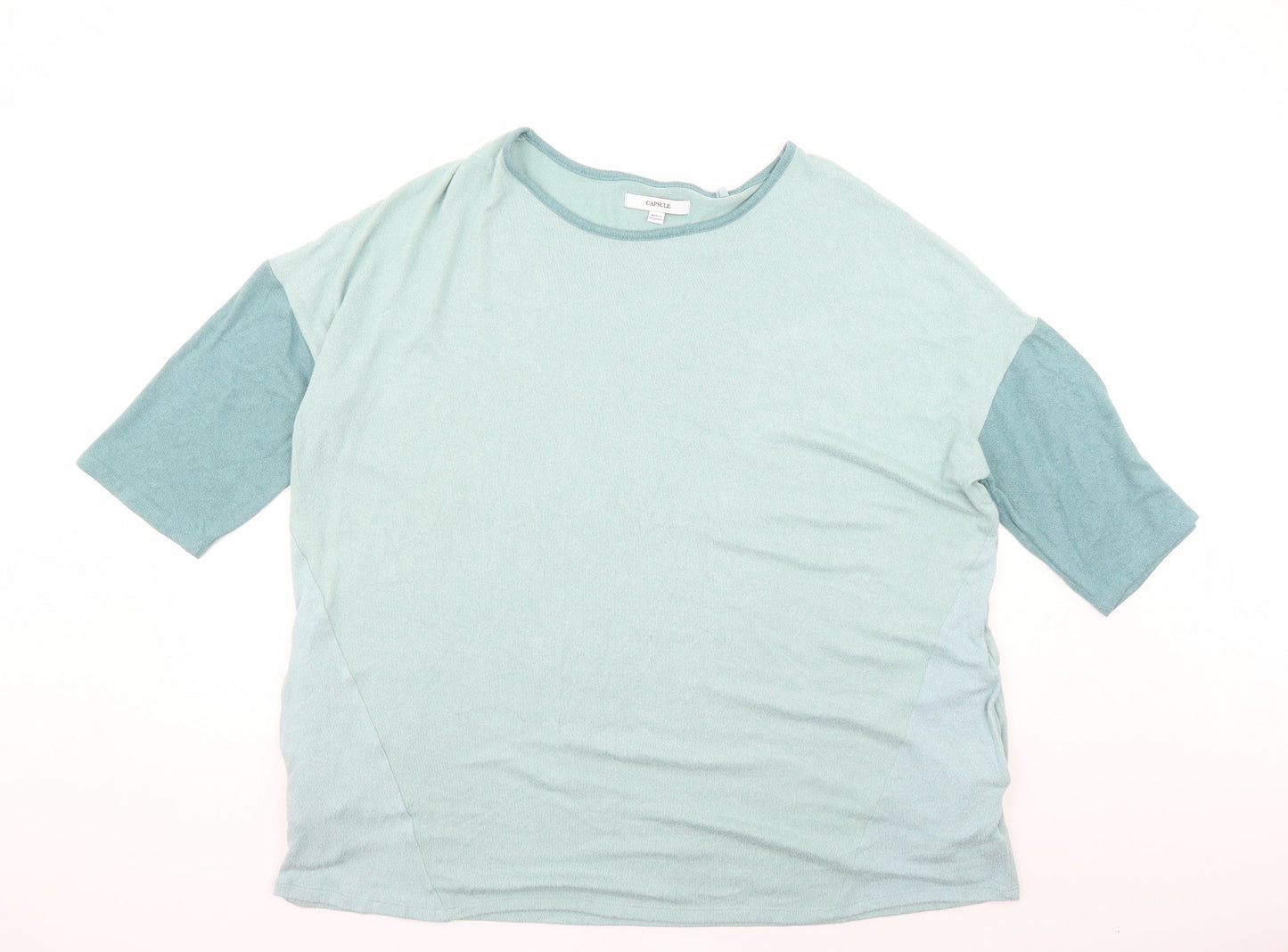 Capsule Womens Green Round Neck Rayon Pullover Jumper Size 20 - Size 20-22, Pockets