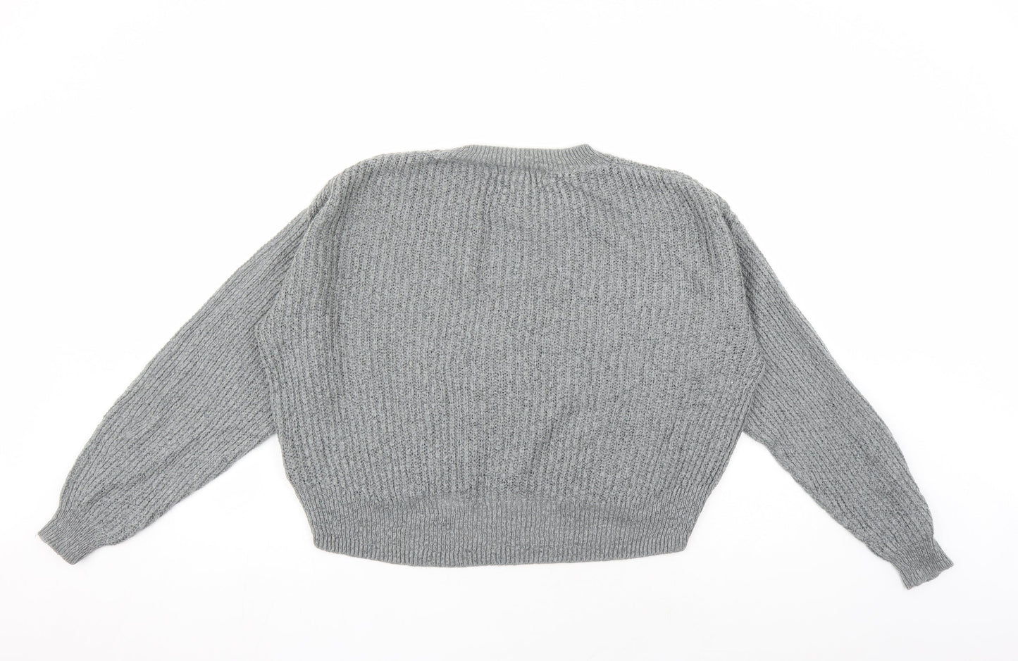 H&M Womens Grey Round Neck Acrylic Pullover Jumper Size XS