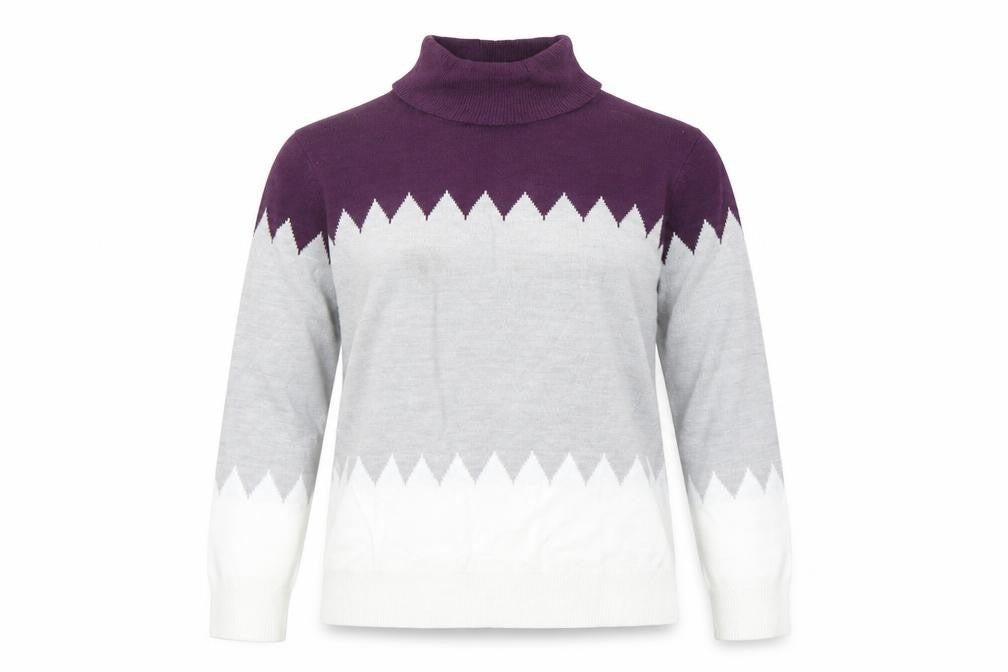 Marks and Spencer Womens Multicoloured Roll Neck Acrylic Pullover Jumper Size 8