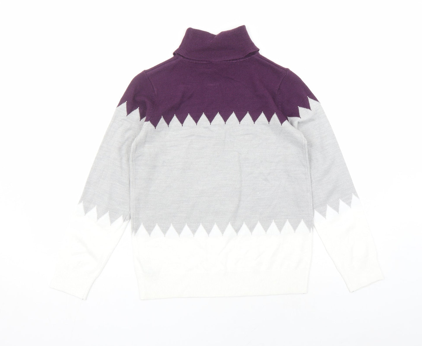 Marks and Spencer Womens Multicoloured Roll Neck Acrylic Pullover Jumper Size 8