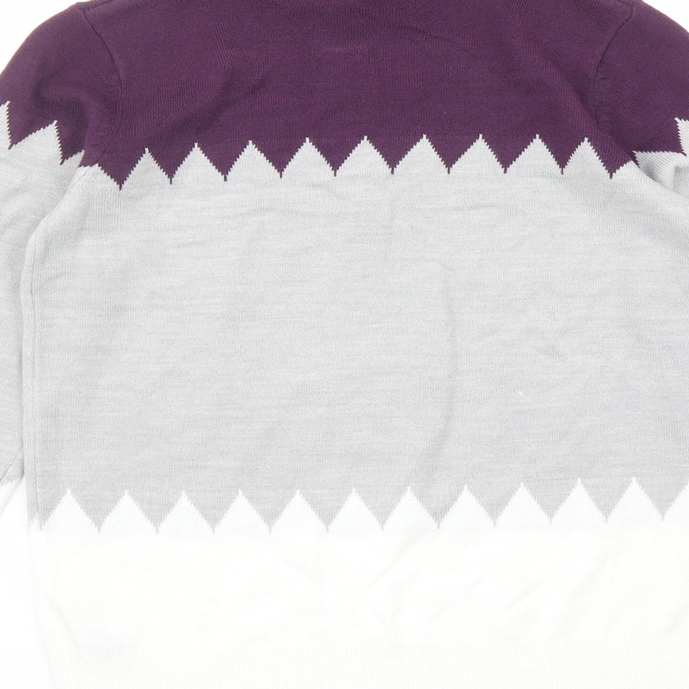 Marks and Spencer Womens Multicoloured Roll Neck Acrylic Pullover Jumper Size 8