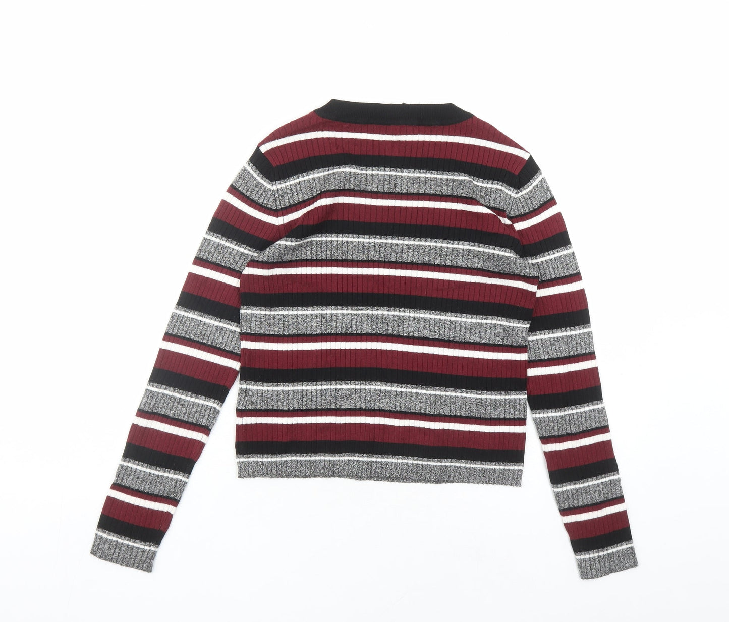 Divided by H&M Womens Multicoloured Round Neck Striped Viscose Pullover Jumper Size M