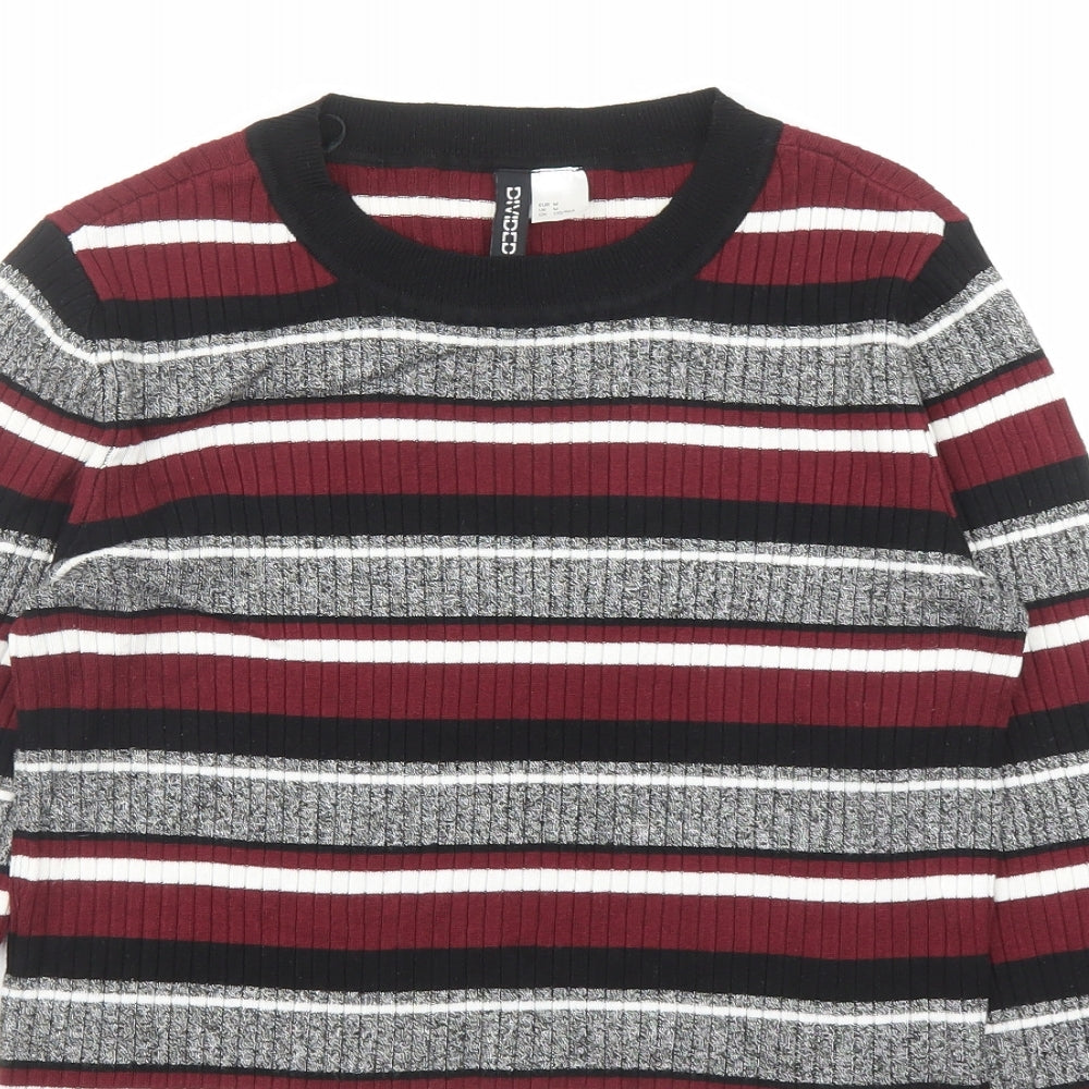 Divided by H&M Womens Multicoloured Round Neck Striped Viscose Pullover Jumper Size M