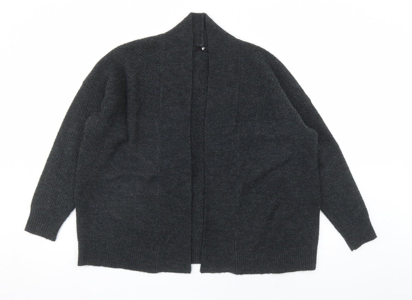 V by Very Womens Grey V-Neck Polyester Cardigan Jumper Size 12