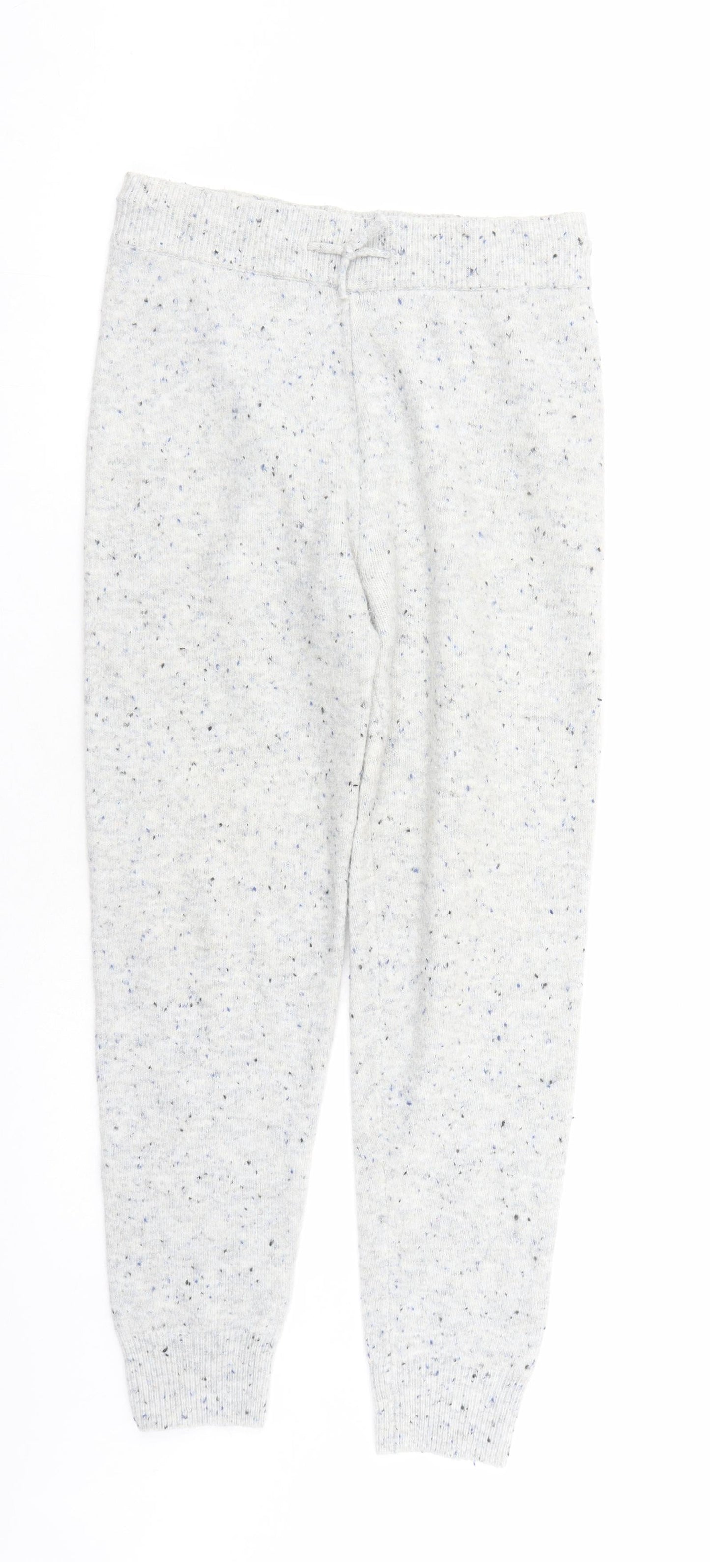 Marks and Spencer Womens Grey Acrylic Trousers Size S L27 in Regular - Elastic Waist