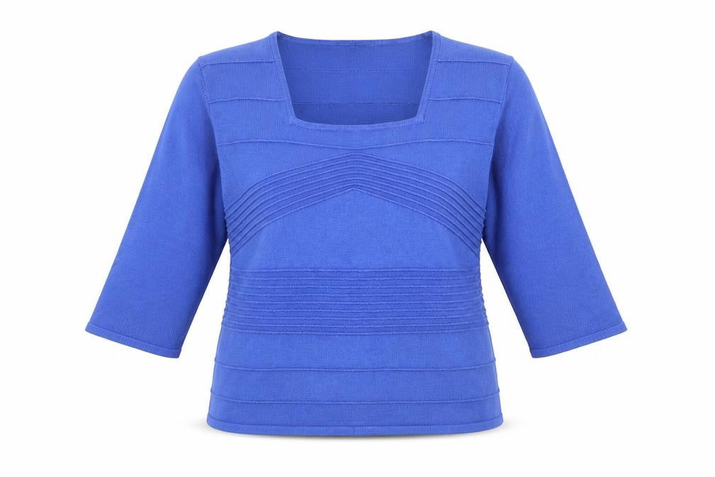 Alexara Womens Blue Square Neck Viscose Pullover Jumper Size L
