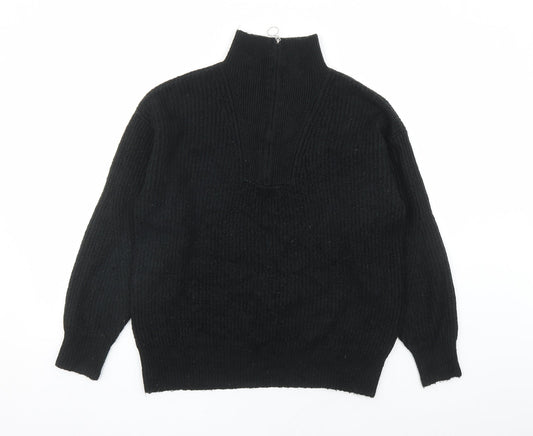 Jack Wills Womens Black V-Neck Acrylic Pullover Jumper Size 10