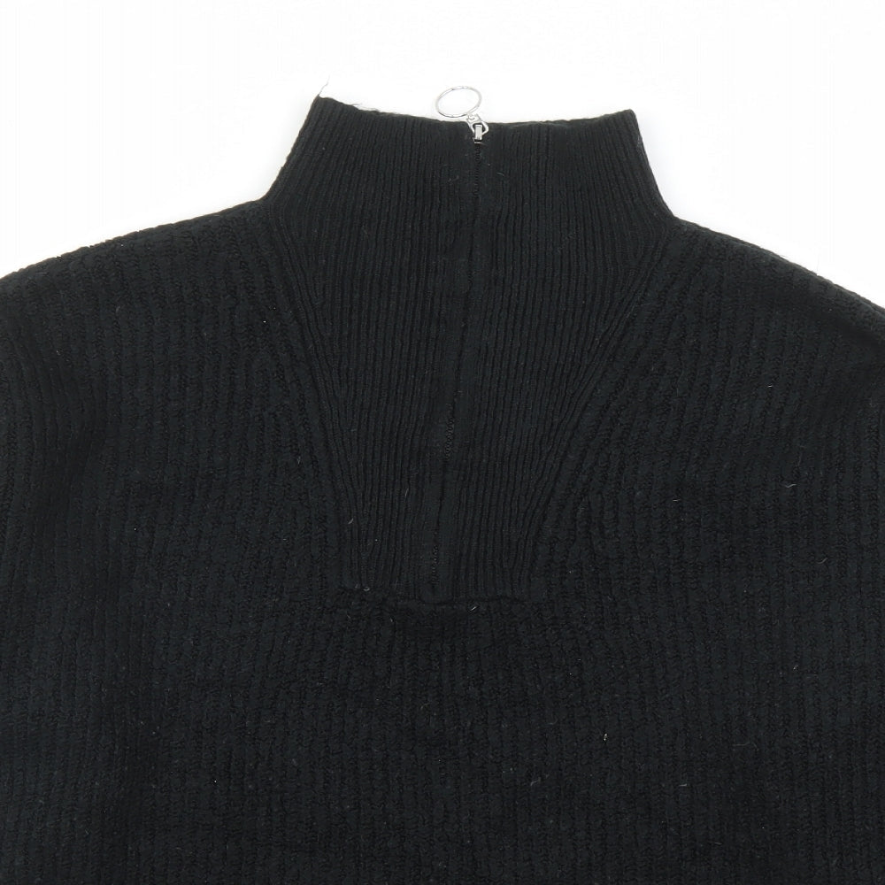 Jack Wills Womens Black V-Neck Acrylic Pullover Jumper Size 10