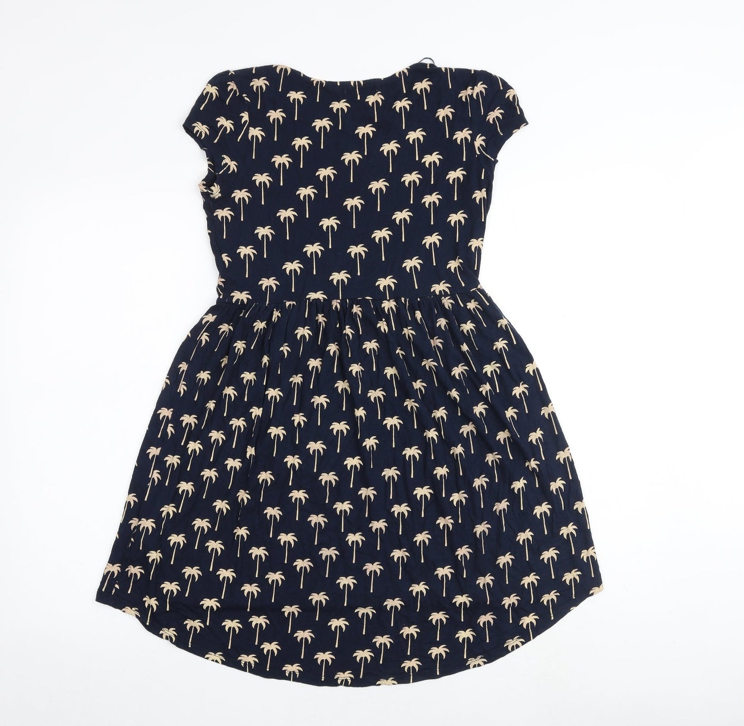Zara Womens Blue Geometric Viscose A-Line Size S Round Neck Pullover
