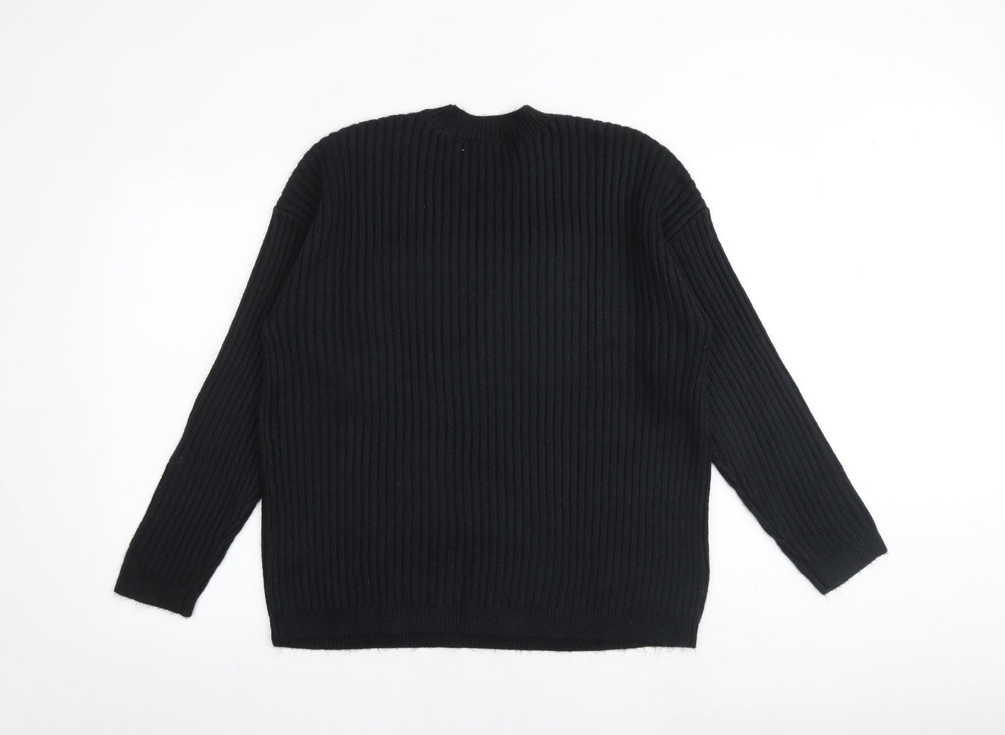 Marks and Spencer Womens Black Round Neck Polyester Pullover Jumper Size M