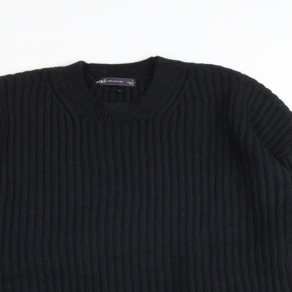 Marks and Spencer Womens Black Round Neck Polyester Pullover Jumper Size M