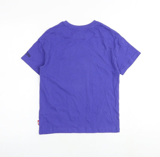 Marks and Spencer Boys Purple Cotton Basic T-Shirt Size 8-9 Years Round Neck Pullover
