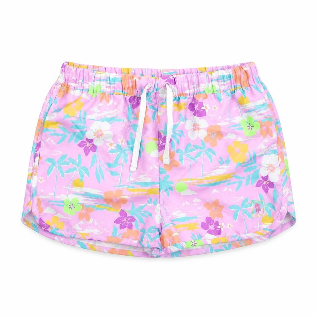 Marks & Spencer Boys Purple Floral Polyester Bermuda Shorts Size 11-12 Years Regular Drawstring