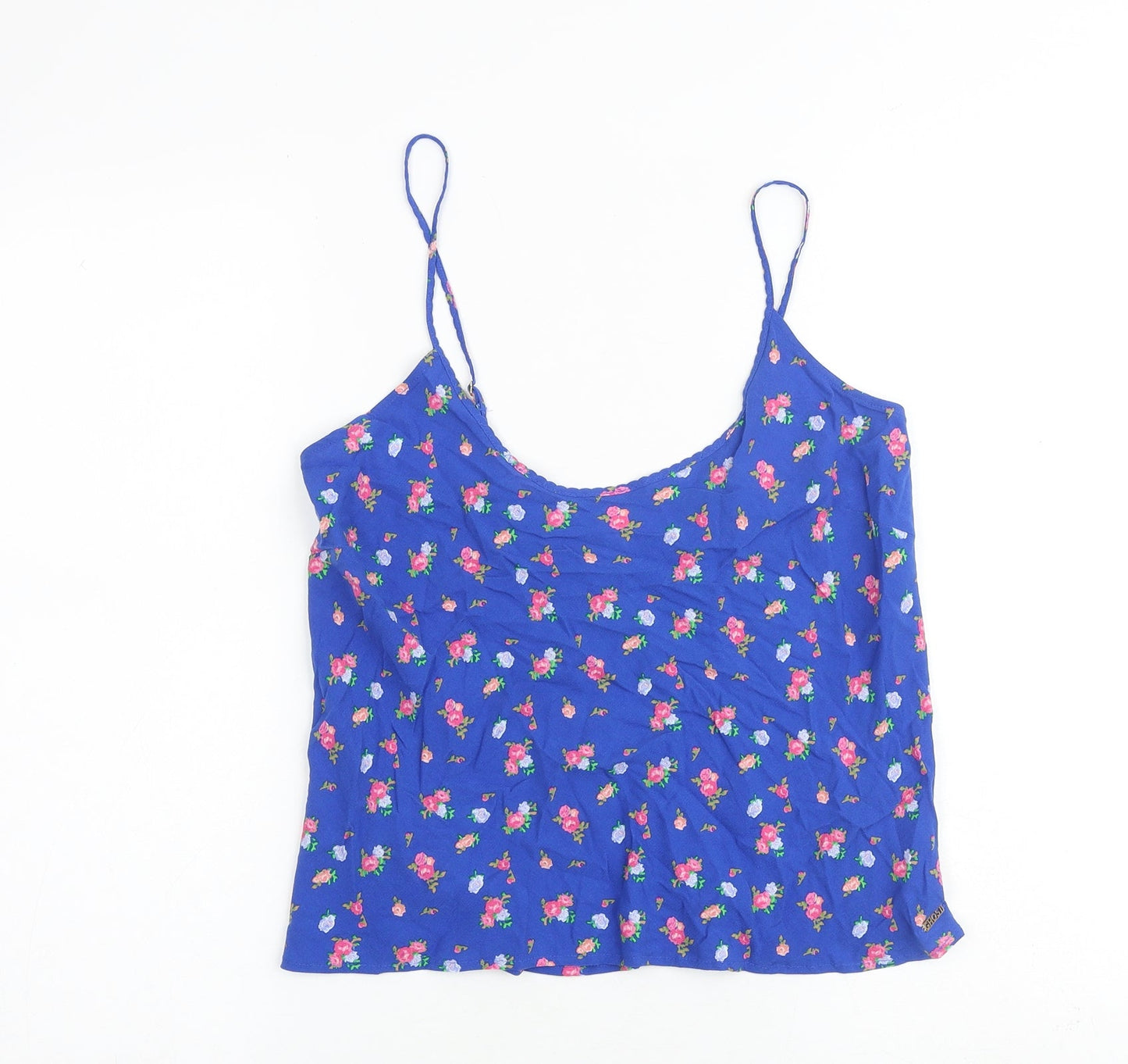 Marks and Spencer Womens Blue Floral Viscose Camisole Tank Size 10 V-Neck
