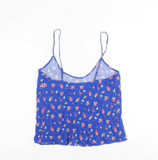 Marks and Spencer Womens Blue Floral Viscose Camisole Tank Size 10 V-Neck