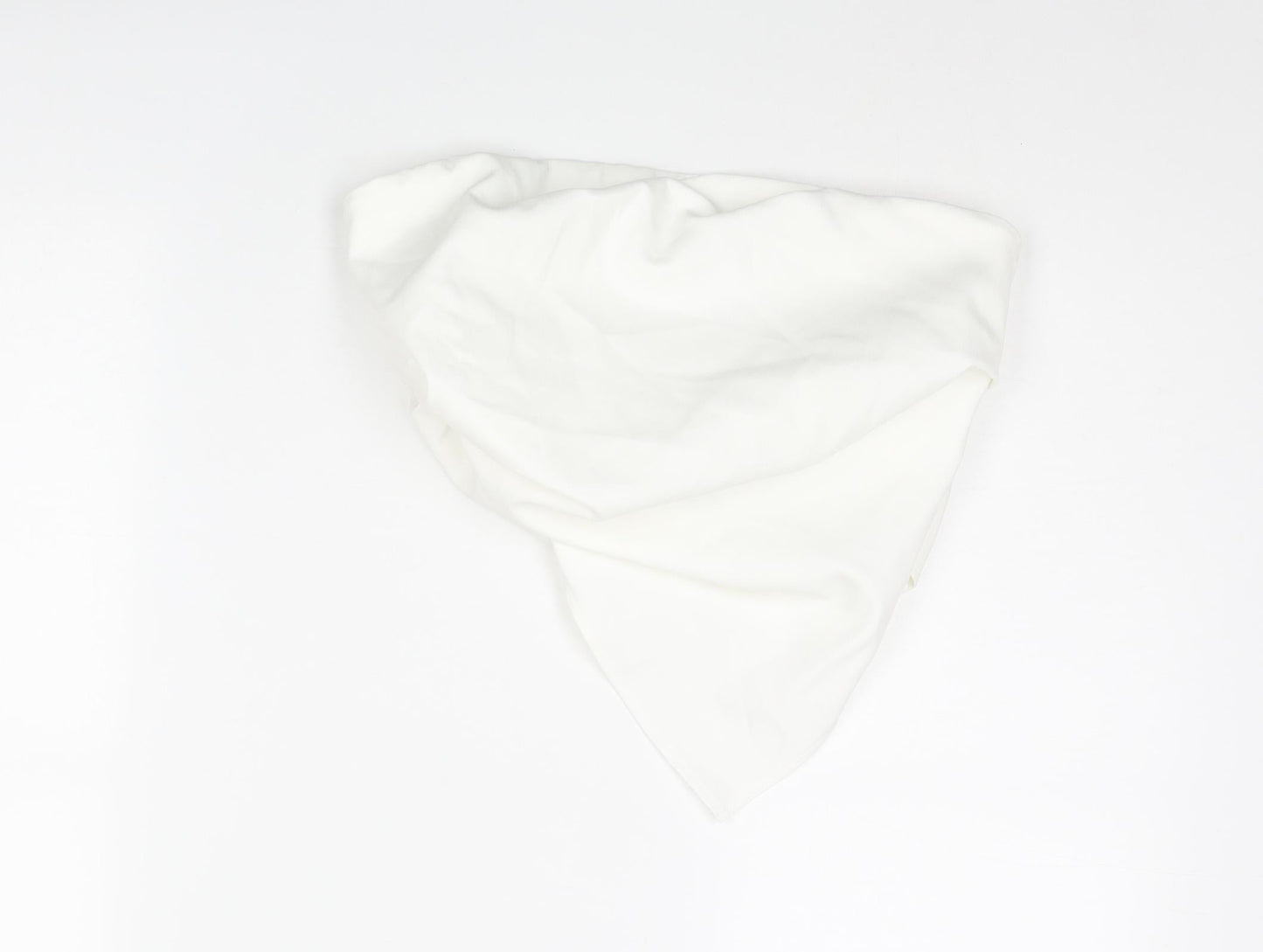 Zara Womens White Polyester Cropped Blouse Size XS Square Neck - Asymmetric Rouched