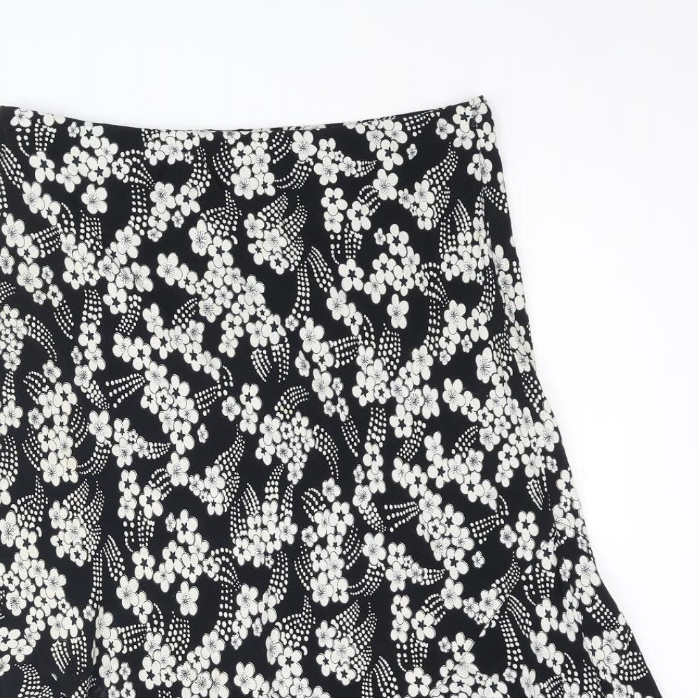 CMD Womens Black Floral Polyester Trumpet Skirt Size 14