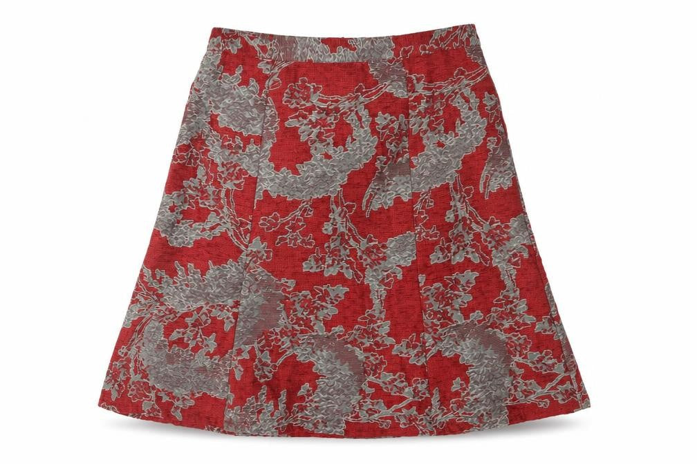 Classics Womens Red Geometric Polyester A-Line Skirt Size 16 Zip