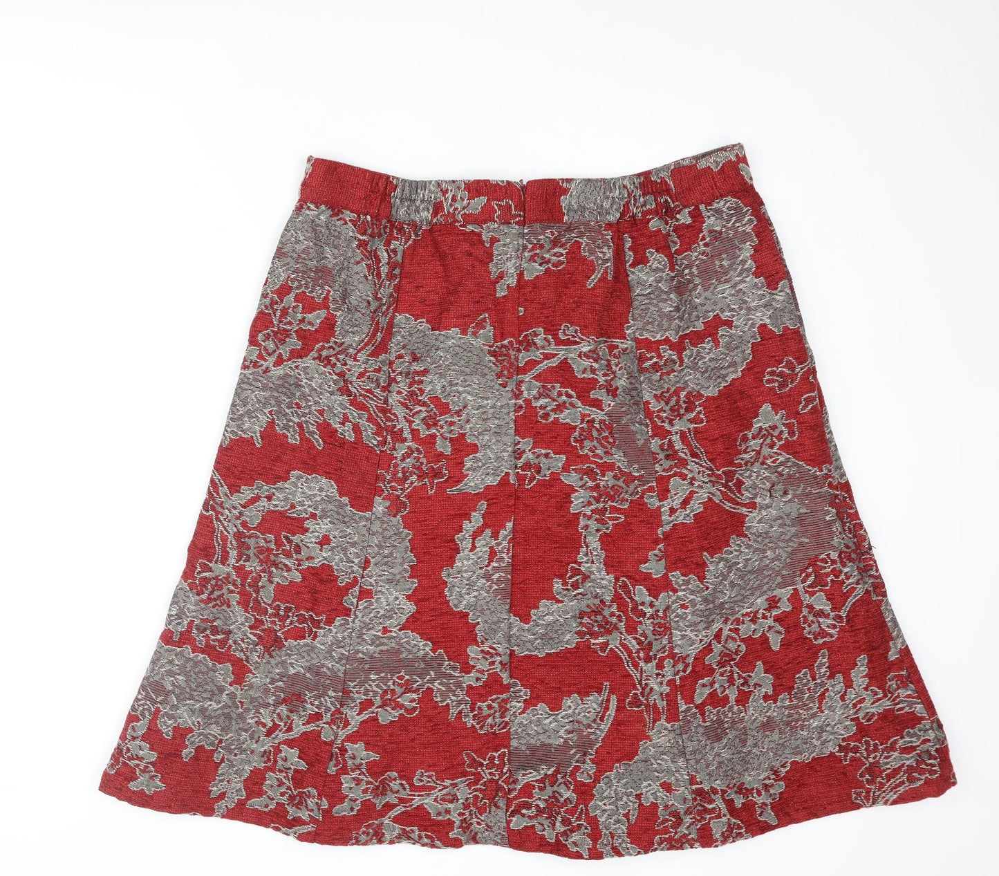 Classic Womens Red Geometric Polyester A-Line Skirt Size 16 Zip